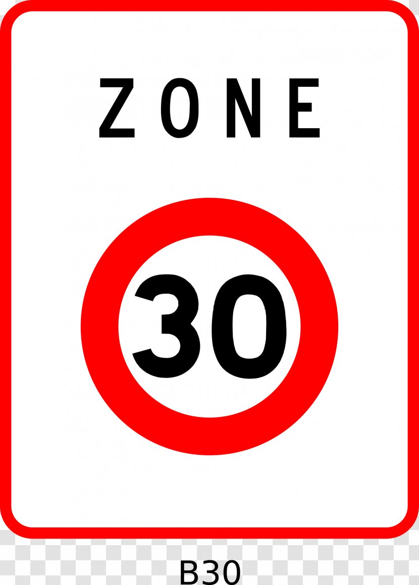 Panneau De Signalisation D'une Zone 30 En France Km/h Road Kilometer Per Hour - Symbol Transparent PNG