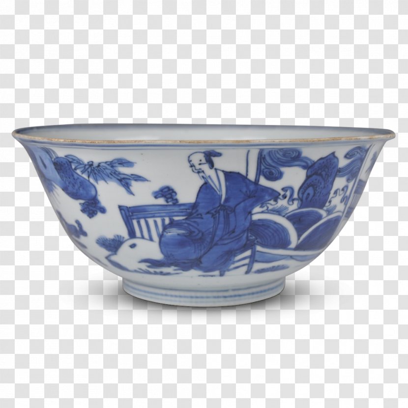 Blue And White Pottery Bowl Porcelain Ceramic Kraak Ware - Underglaze Transparent PNG