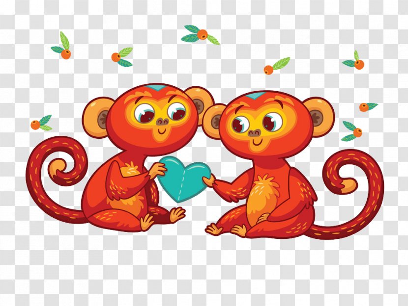 Monkey Chinese New Year Card Illustration - Cartoon - Cute Transparent PNG
