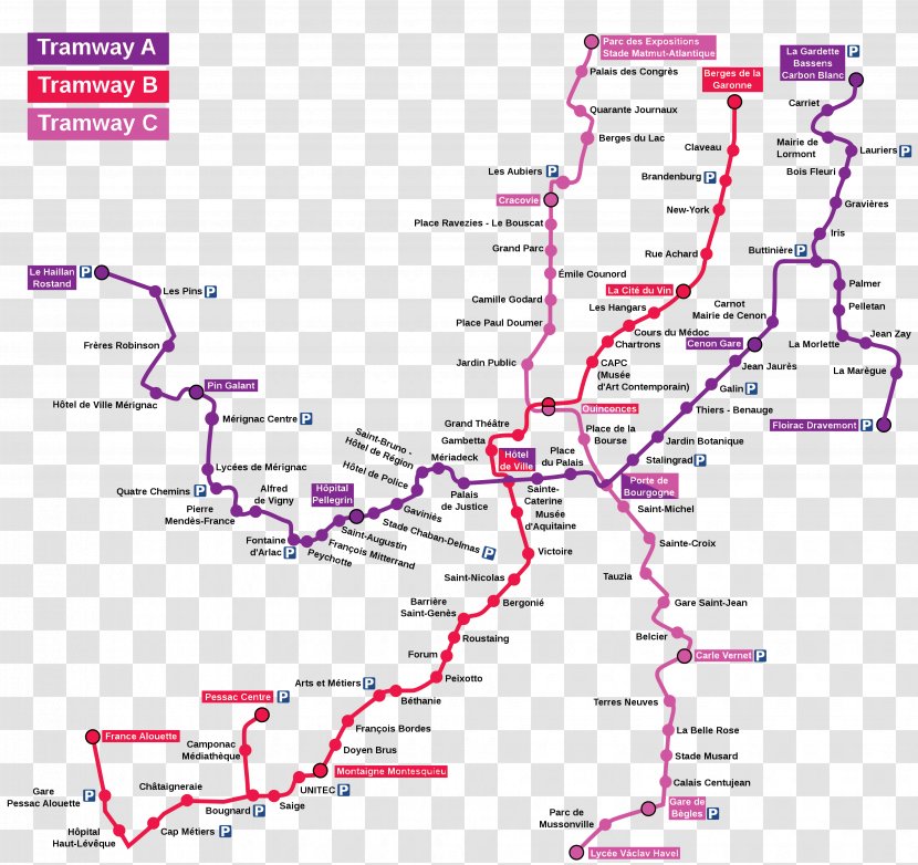 Bordeaux Tramway Rapid Transit Bus - Tram - Map Of France Transparent PNG