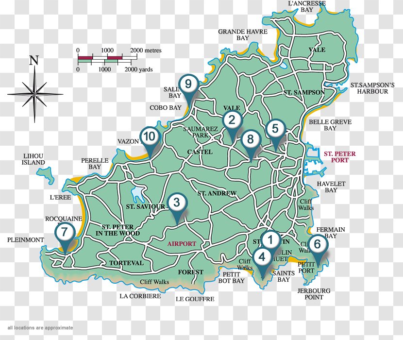 Guernsey Map Geography Itinéraire Navigation - Water Resources Transparent PNG