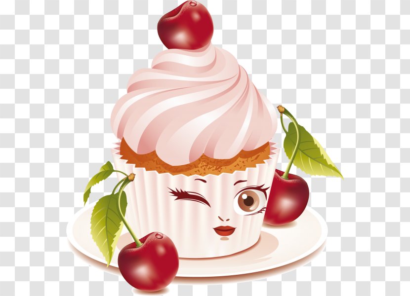 Birthday Cake Cherry Cupcake Frosting & Icing Chocolate - Cream Transparent PNG