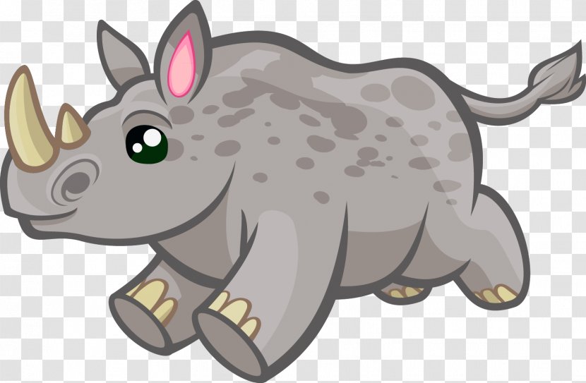 Rhinoceros Free Content Clip Art - Organism - Rhino Cartoon Image Vector Transparent PNG