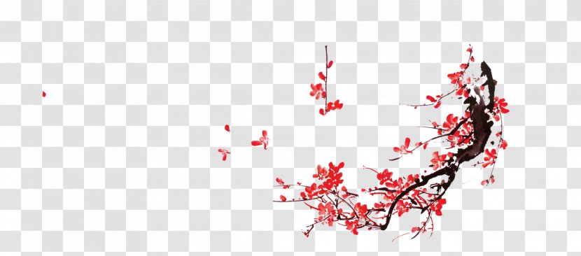 Plum Blossom Chinese Painting - Twig - Ink Transparent PNG