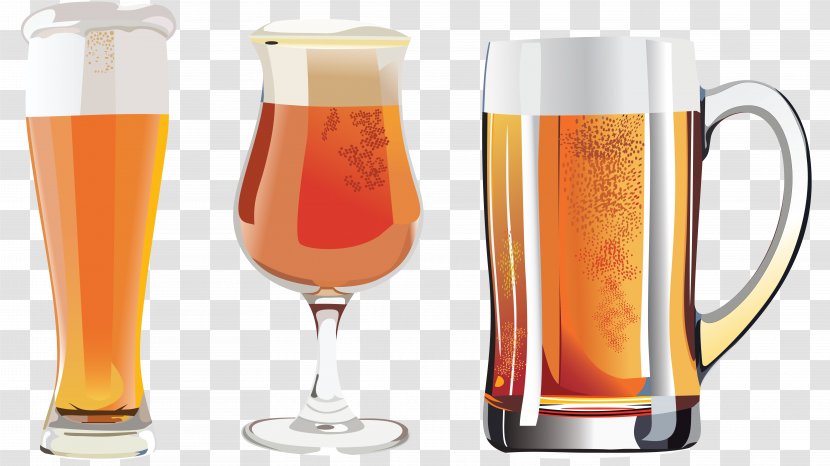 Beer Glassware Cocktail Clip Art - Brewery - Three Cups Of To Pull The Picture Transparent PNG