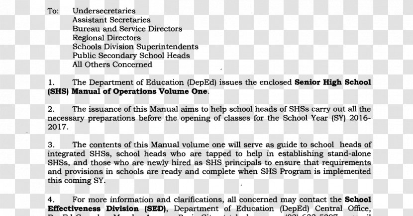 Document National Secondary School White Department Of Education Transparent PNG