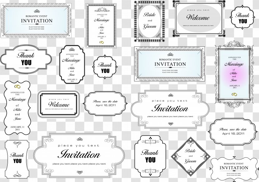 Simple Invitation Card Title Border Vector - Pattern - Area Transparent PNG