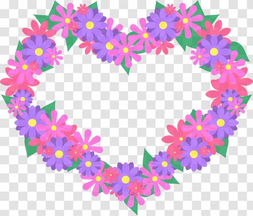 Heart Pink Lei Clip Art - Wreath - Flower Transparent PNG