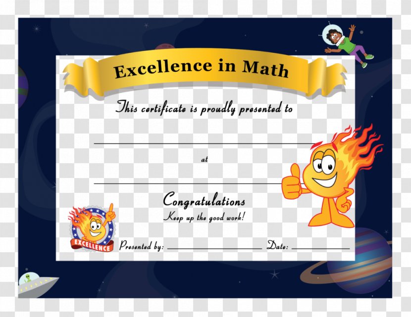 Template Mathematics Certificate Math Kids Star Science - Worksheet Transparent PNG