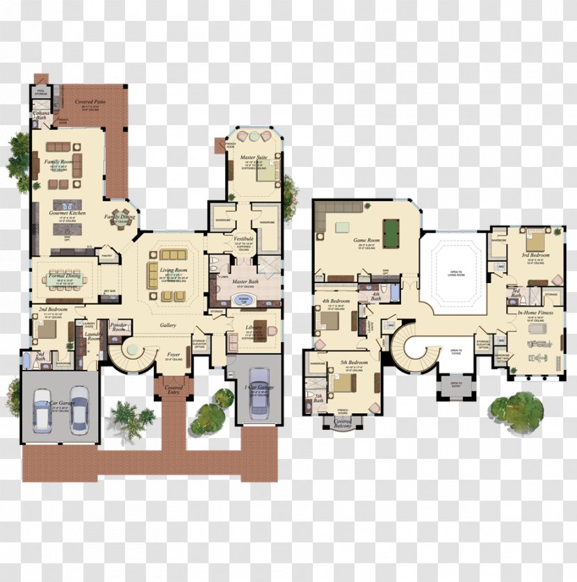 Boca Raton House Plan Floor - 3d Transparent PNG