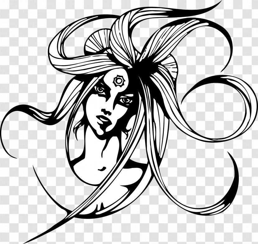 Black And White Woman Clip Art - Vector Weird Witch Transparent PNG