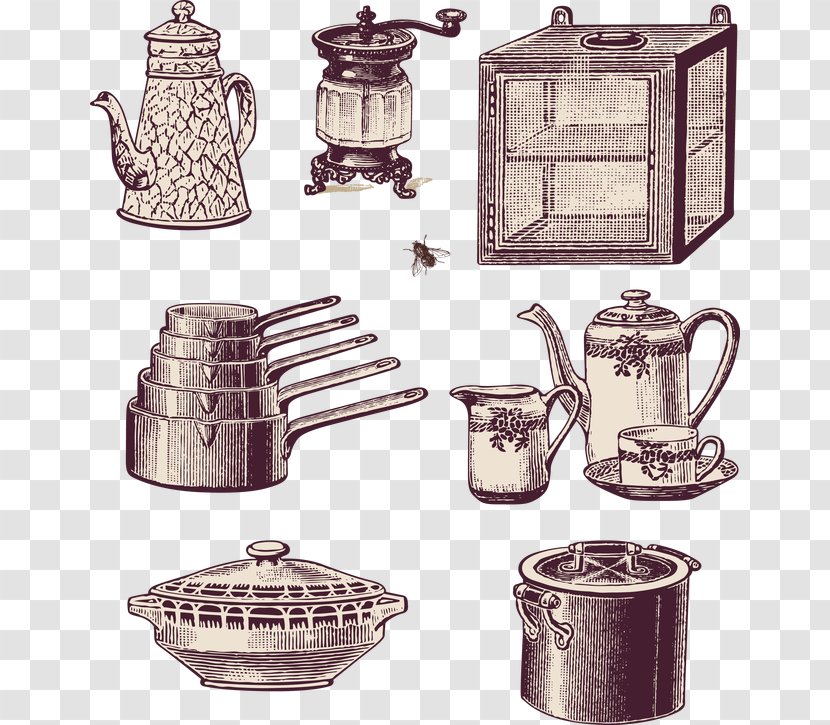 Kettle Cafe Teapot Ceramic Cup - Hand-painted Vintage Household Appliances Transparent PNG