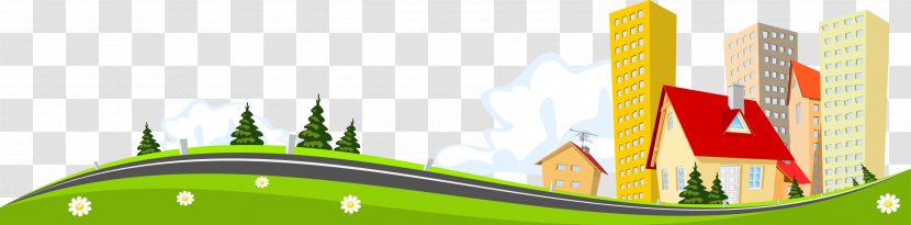 Cartoon Software Clip Art - Brand - Fresh Spring Grass Highway House Transparent PNG