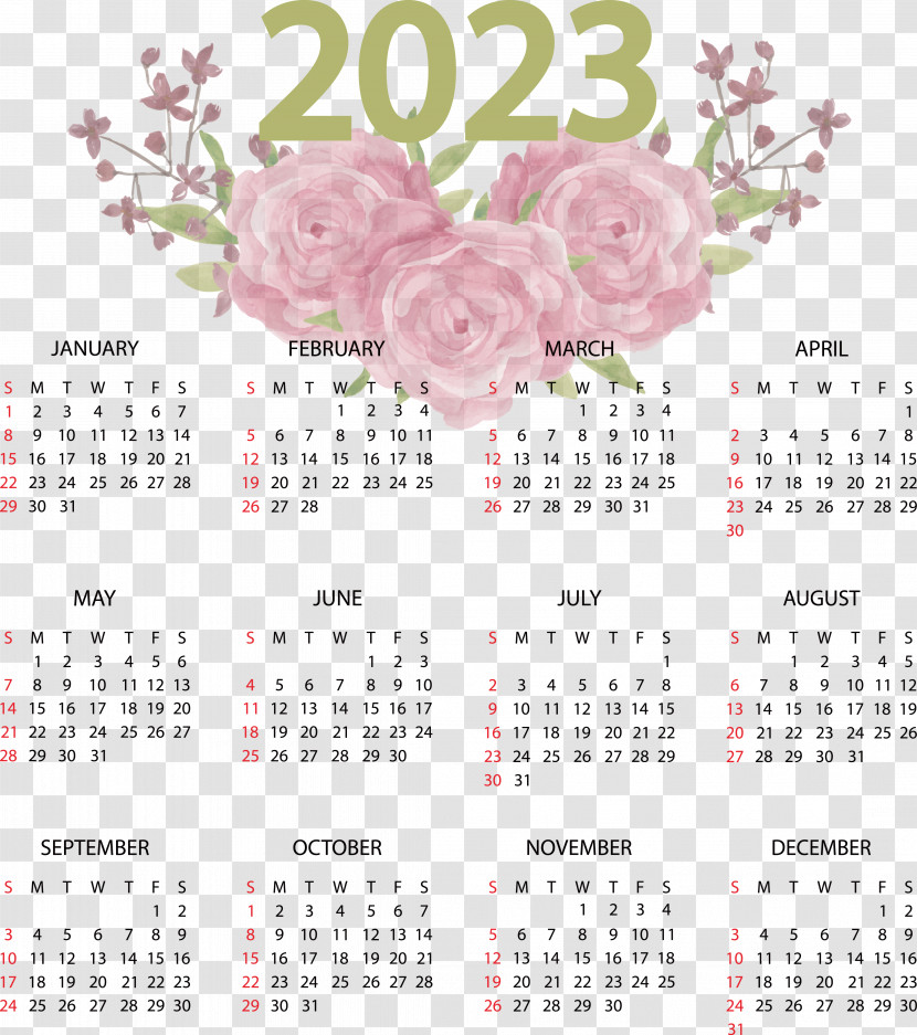 Calendar 2023 Week Sunday 2022 Transparent PNG