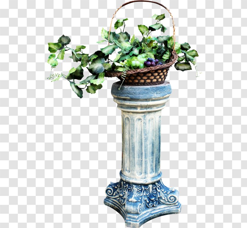 Collage Garden Clip Art - Artifact - Ceramic Column Flower Baskets Transparent PNG