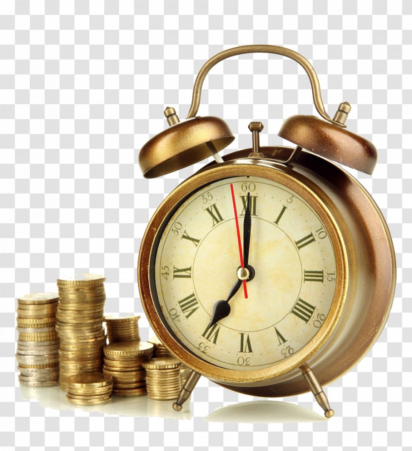 Alarm Clock Pendulum Mantel Hourglass - And Coins Transparent PNG