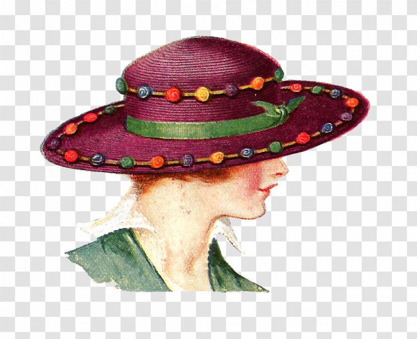 Woman With A Hat Vintage Clothing Clip Art - Pictures Of Ladies In Hats Transparent PNG