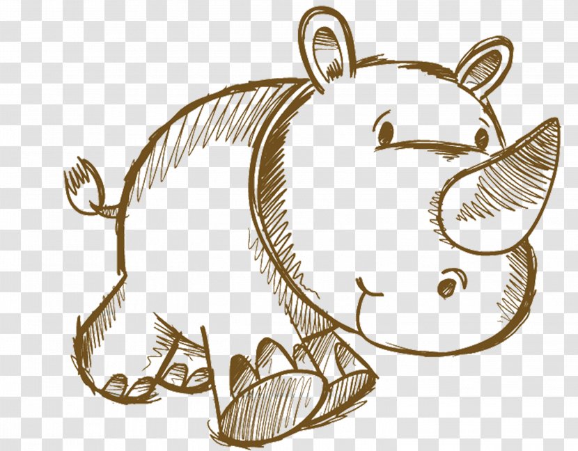 Rhinoceros Drawing Cartoon Animal - Material - Hand Drawn Rhino Transparent PNG