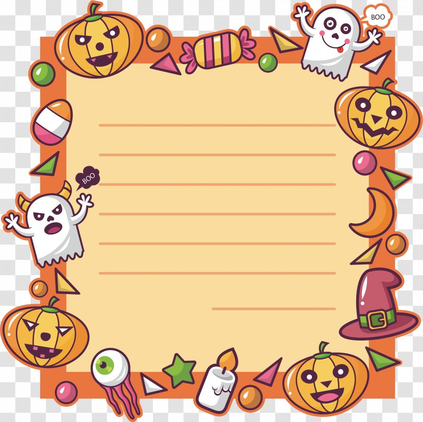 Pumpkin Jack-o-lantern Clip Art - Cartoon - Ghost Border Transparent PNG