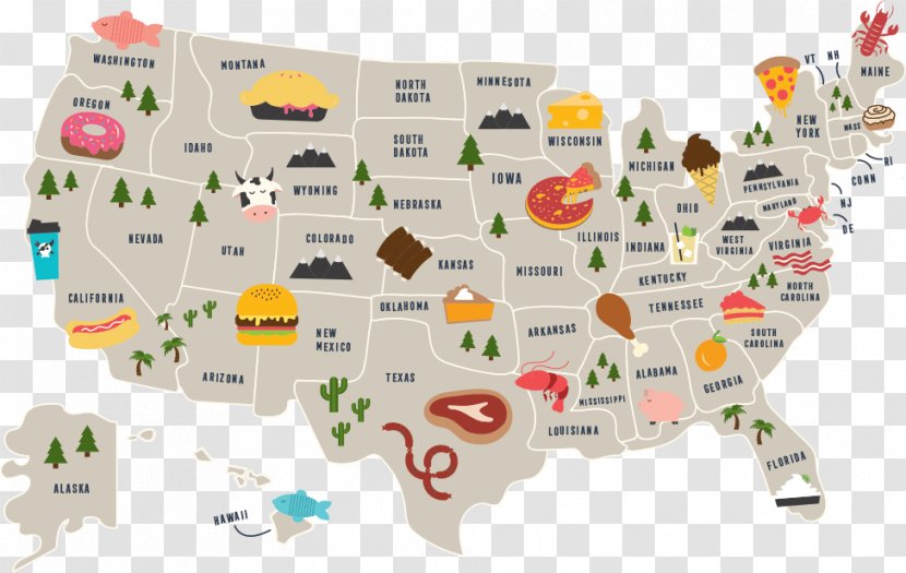 Cuisine Of The United States Regional Food Restaurant - Map Transparent PNG