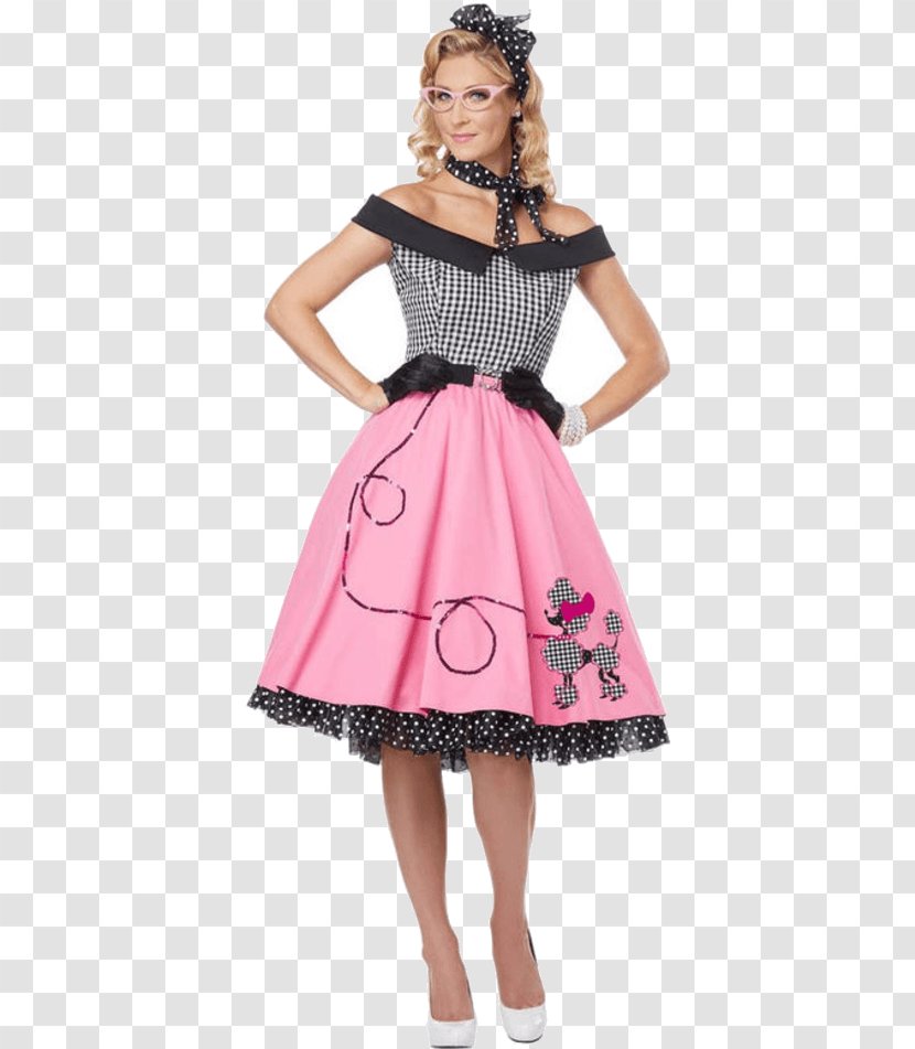 1950s Poodle Skirt Costume Party Sock Hop - Watercolor - Dress Transparent PNG