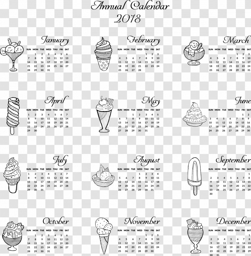 Calendar Euclidean Vector Icon - Diagram - Ice Cream Template Transparent PNG