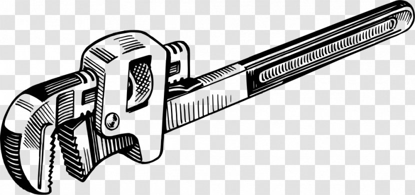 Hand Tool Pipe Wrench Spanners - Cold Weapon - Black And White Transparent PNG
