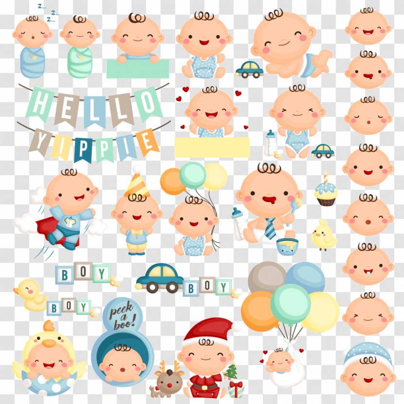 Infant Clip Art - Pattern - Decorative Vector Cartoon Baby Transparent PNG