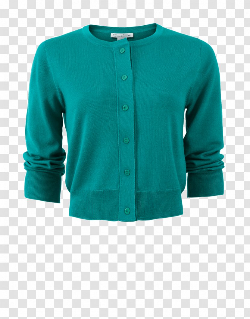 Cardigan Neck Sleeve Turquoise Transparent PNG