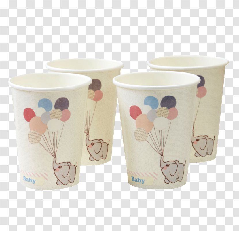 Paper Cup Elephantidae Baby Shower Party - Porcelain Transparent PNG