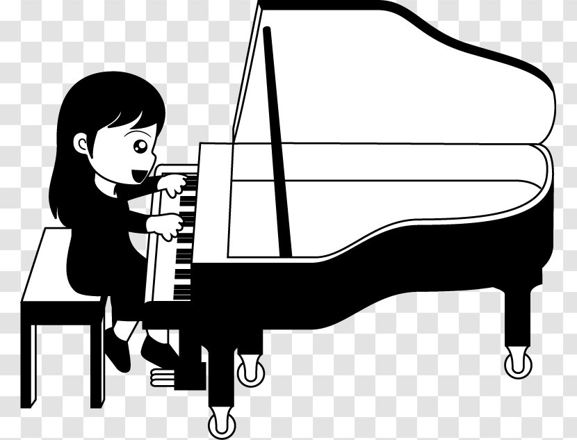 Grand Piano Interpretació Musical Black And White - Watercolor Transparent PNG