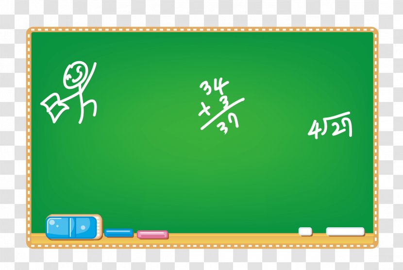 Cartoon Blackboard - Number - Green Chalkboard Transparent PNG