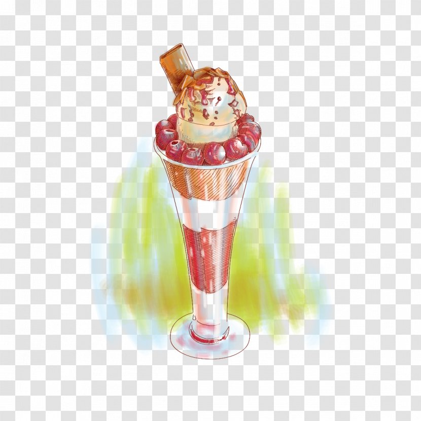 Ice Cream Sundae Milkshake Gelato Knickerbocker Glory - Flavor - Hand-painted Transparent PNG