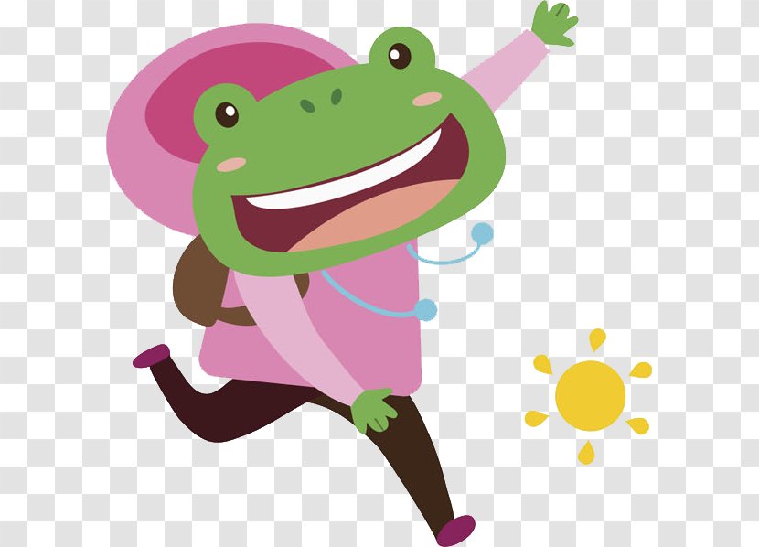Frog Cartoon Photography - Pink - Running Transparent PNG