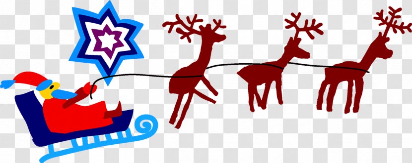 Reindeer Santa Claus Christmas Clip Art - Silhouette Transparent PNG