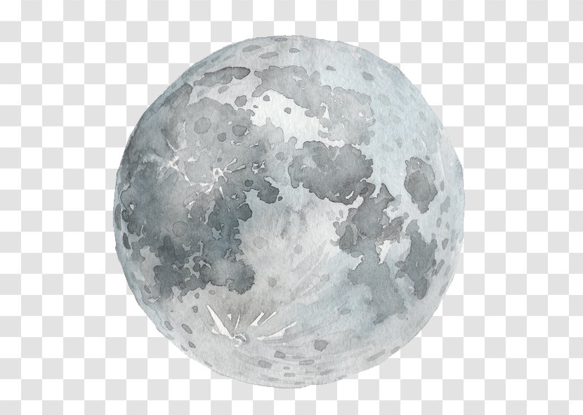 Watercolor Painting Full Moon Photography - Lunar Phase Transparent PNG