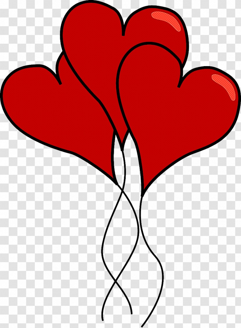 Red Heart Leaf Petal Line Art Transparent PNG