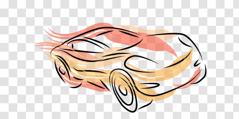 Sports Car Drawing Line Art - Cartoon - Vector Profile Transparent PNG