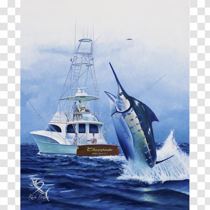 Atlantic Blue Marlin Fishing Sticker Trawler - Richard Bogert Llc Transparent PNG