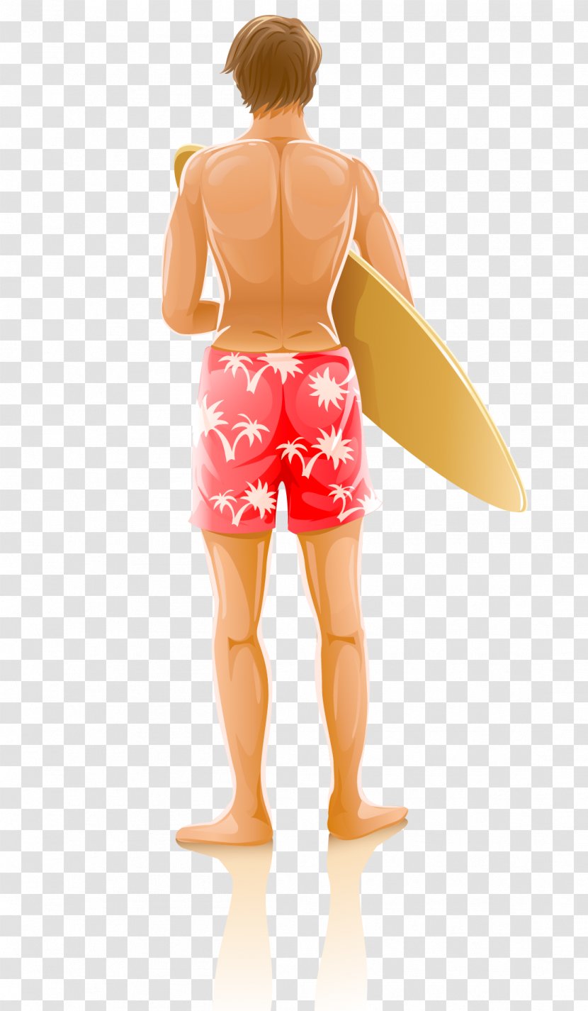 Beach Surfing Illustration - Shorts - Man Transparent PNG