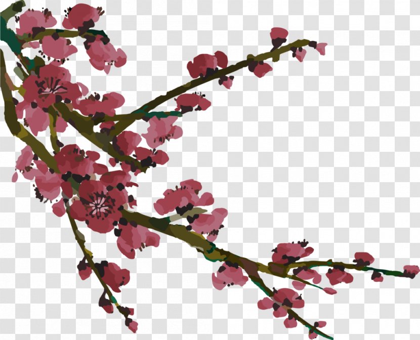 Chinese Painting Branch Tree DeviantArt - Blossom - Red Flower Transparent PNG