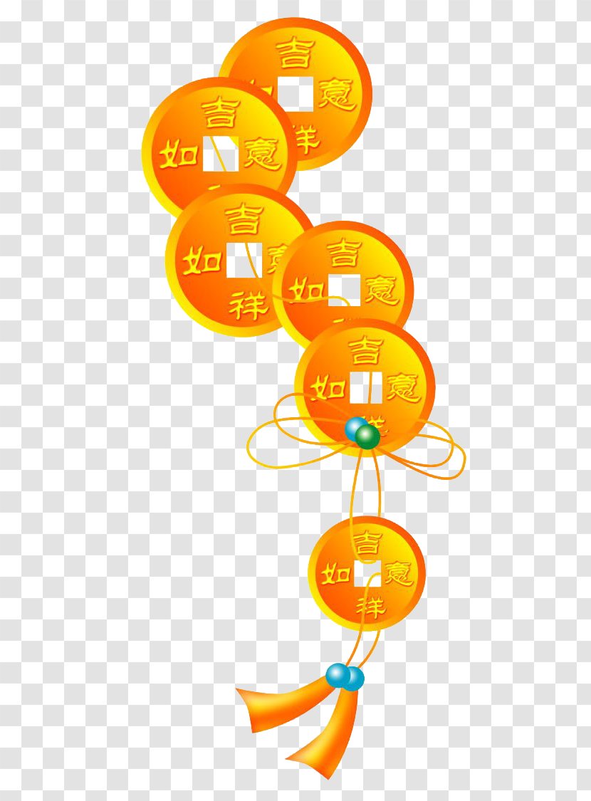 Chinese New Year Luck Mace - Good Gold Coins Transparent PNG