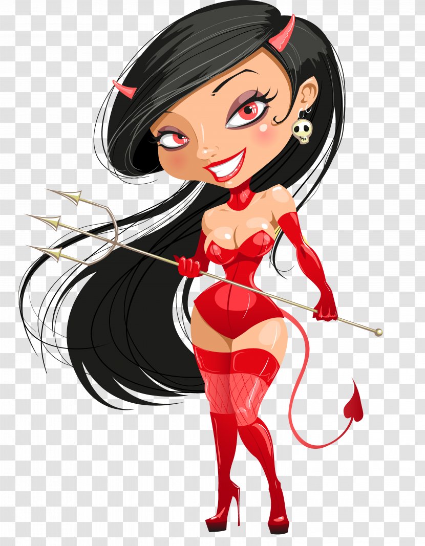 Devil Demon Satan Woman - Cartoon Transparent PNG