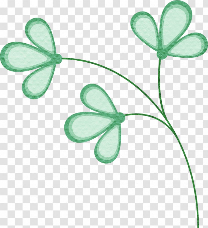 M. Butterfly Shamrock Green Line Plant Stem - Flowering - Bonnie Ribbon Transparent PNG