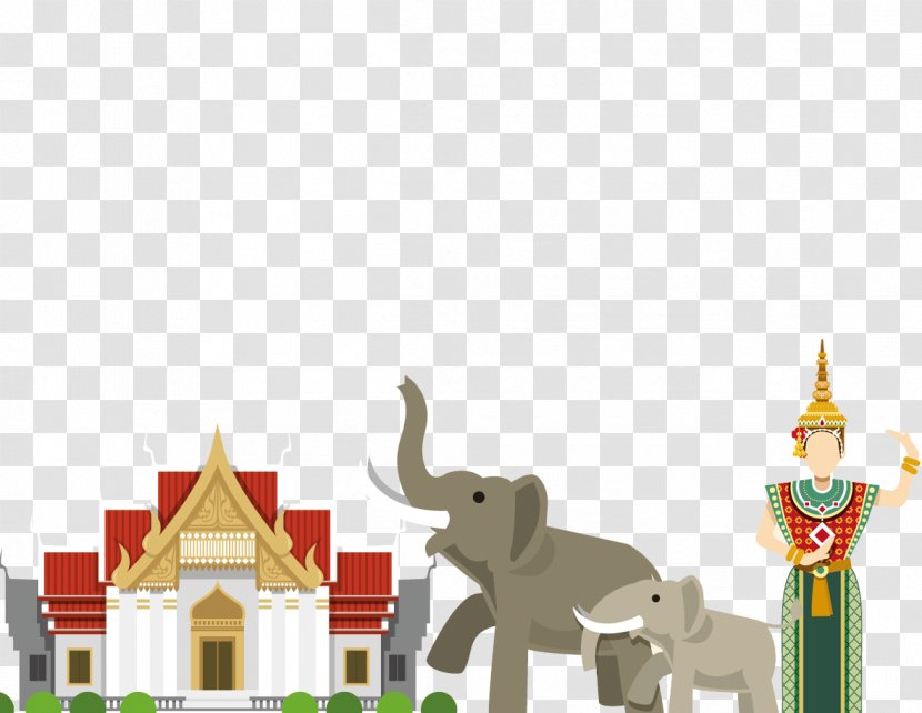 Thailand Culture Euclidean Vector - Thai Elephant Cartoon Character Building Transparent PNG