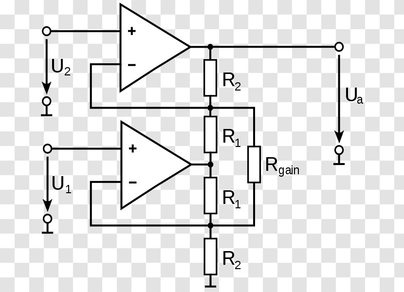 Instrumentation Amplifier Electronic Circuit Operational - Resistor - Amp Transparent PNG