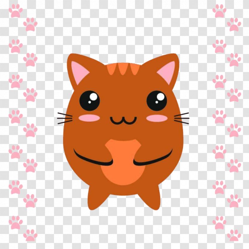 Cat Cartoon Kavaii Illustration - Like Mammal - Cute Cats And Footprints Transparent PNG