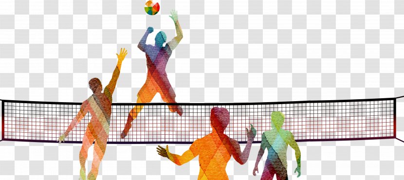 Beach Volleyball Net Sport - Hand Drawn Silhouette Transparent PNG