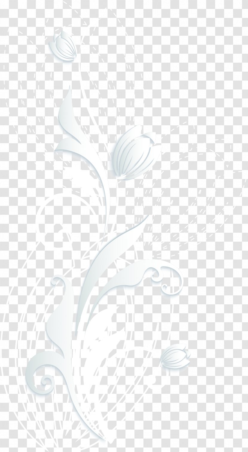 White Black Pattern - Hand Painted Tulip Border Transparent PNG