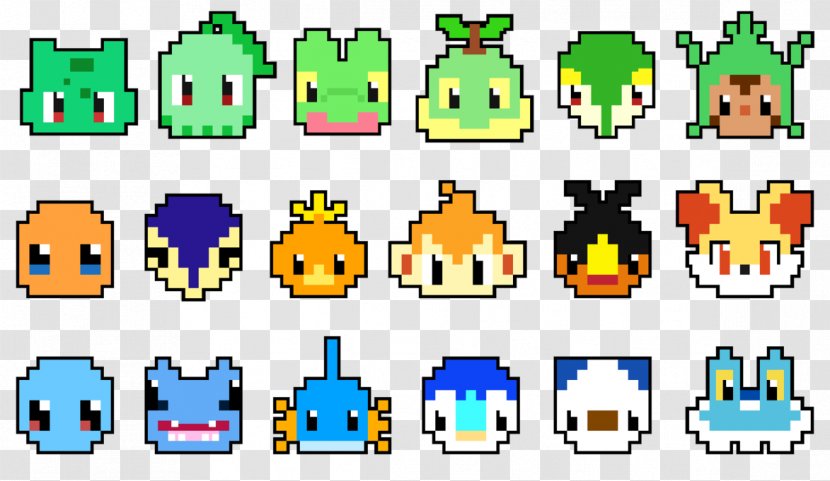 Minecraft Pikachu Pixel Art Pokémon Mudkip - Treecko - Starter Transparent PNG